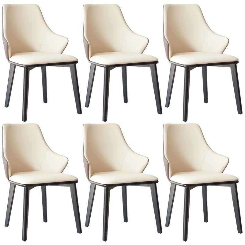 Glam Wingback Arm stoel lederen eetkamerstoel met donkere as massief houten benen