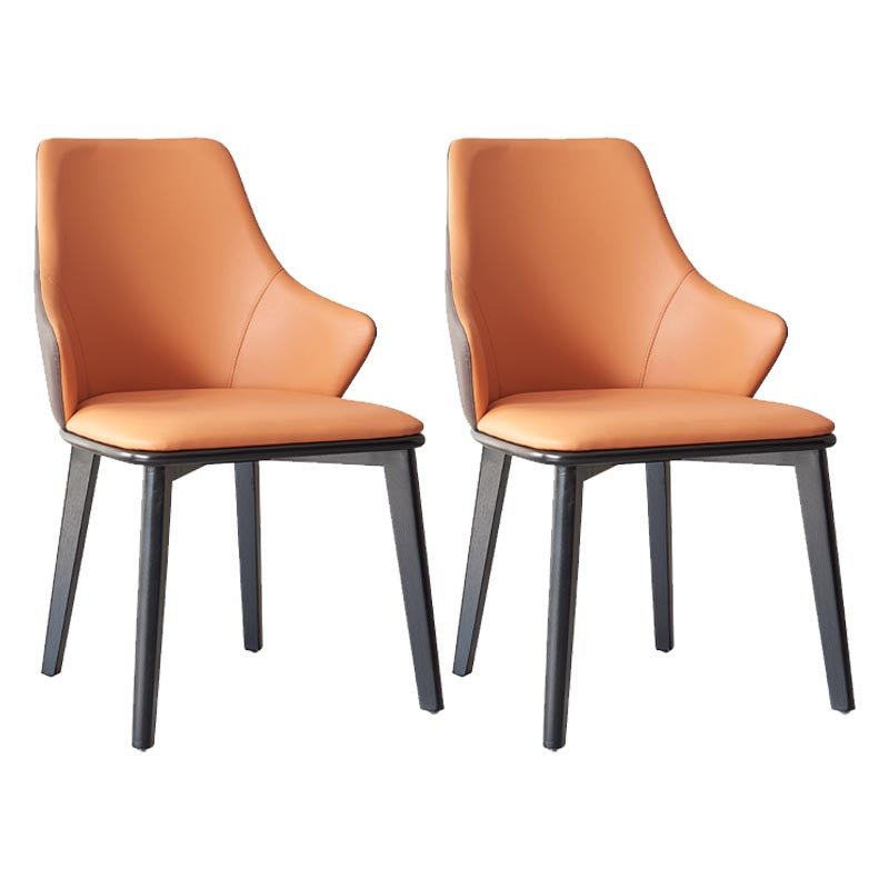 Glam Wingback Arm stoel lederen eetkamerstoel met donkere as massief houten benen