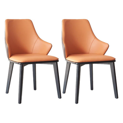 Glam Wingback Arm stoel lederen eetkamerstoel met donkere as massief houten benen