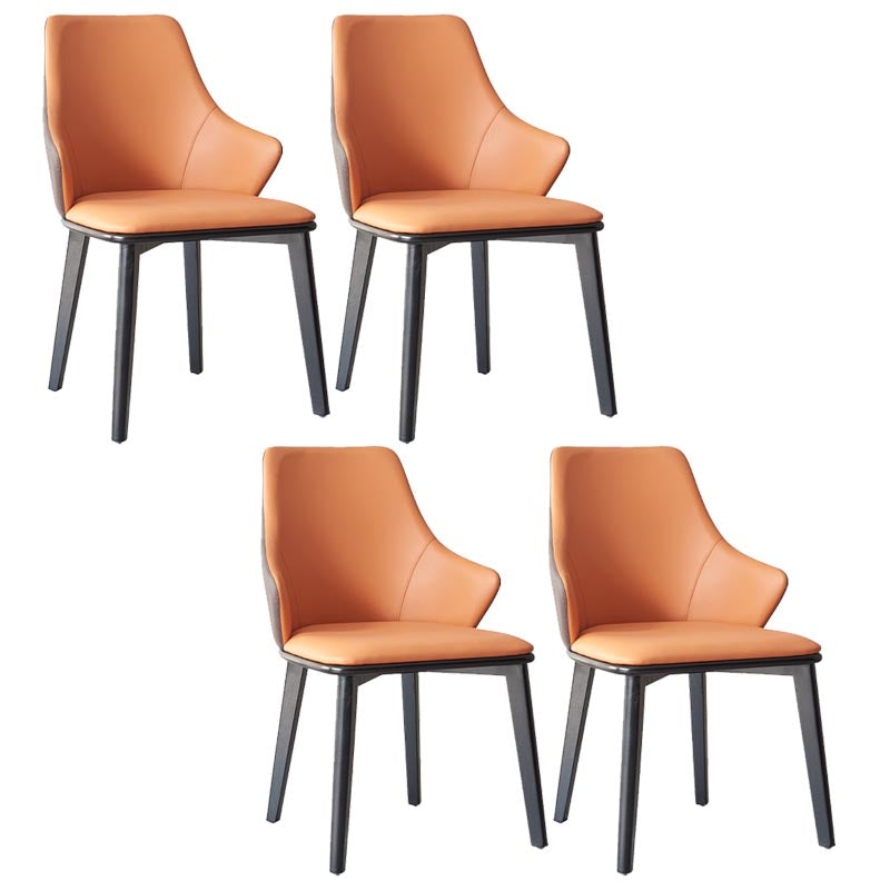 Glam Wingback Arm stoel lederen eetkamerstoel met donkere as massief houten benen