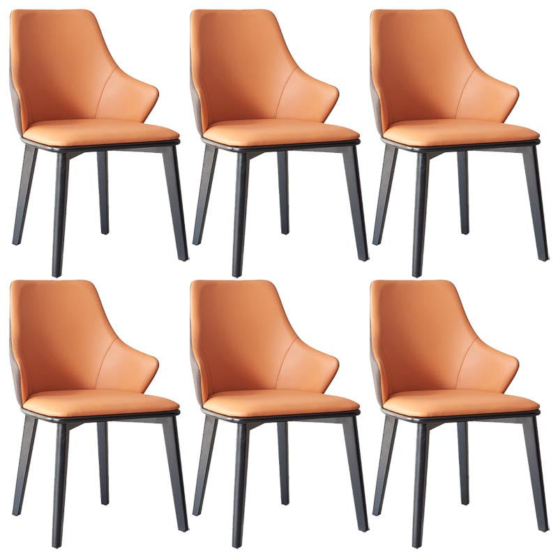 Glam Wingback Arm stoel lederen eetkamerstoel met donkere as massief houten benen