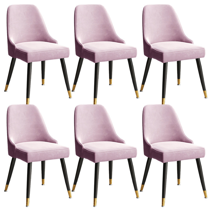 Glam Velvet Side Chair Parsons Upholstered Side Chair for Dining Room Pink 6 Piece Set Black Clearhalo 'Dining Chairs' 'Dining Tables & Seating' 'dining_chair' 'furn' 'furn_dining_chair' 'Furniture' 'Kitchen & Dining Furniture' 5447488