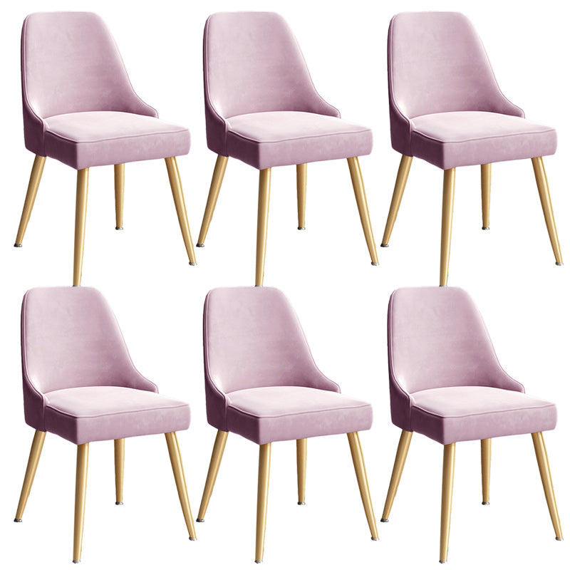 Glam Velvet Side Chair Parsons Upholstered Side Chair for Dining Room Pink 6 Piece Set Brass Gold Clearhalo 'Dining Chairs' 'Dining Tables & Seating' 'dining_chair' 'furn' 'furn_dining_chair' 'Furniture' 'Kitchen & Dining Furniture' 5447512