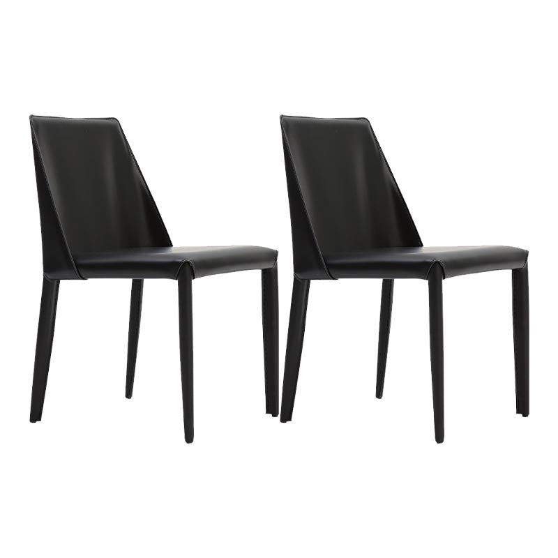 Modern Dining Chairs Armless Chairs with Metal Legs for Kitchen Black 2 Piece Set Clearhalo 'Dining Chairs' 'Dining Tables & Seating' 'dining_chair' 'furn' 'furn_dining_chair' 'Furniture' 'Kitchen & Dining Furniture' 5447657