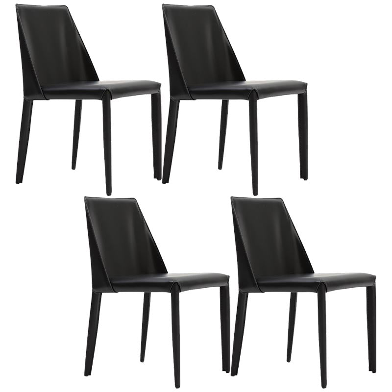 Modern Dining Chairs Armless Chairs with Metal Legs for Kitchen Black 4 Piece Set Clearhalo 'Dining Chairs' 'Dining Tables & Seating' 'dining_chair' 'furn' 'furn_dining_chair' 'Furniture' 'Kitchen & Dining Furniture' 5447658