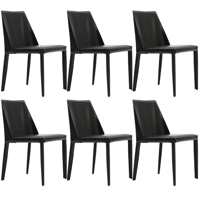 Modern Dining Chairs Armless Chairs with Metal Legs for Kitchen Black 6 Piece Set Clearhalo 'Dining Chairs' 'Dining Tables & Seating' 'dining_chair' 'furn' 'furn_dining_chair' 'Furniture' 'Kitchen & Dining Furniture' 5447660