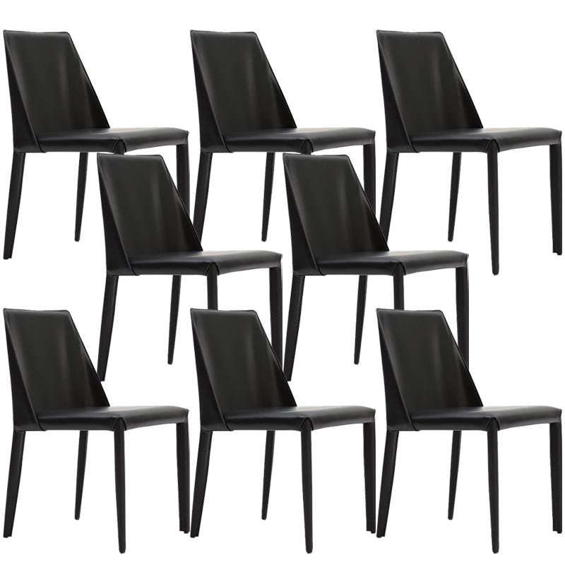 Modern Dining Chairs Armless Chairs with Metal Legs for Kitchen Black 8 Piece Set Clearhalo 'Dining Chairs' 'Dining Tables & Seating' 'dining_chair' 'furn' 'furn_dining_chair' 'Furniture' 'Kitchen & Dining Furniture' 5447662