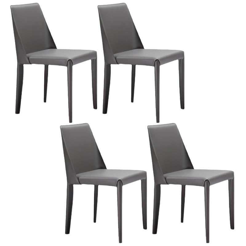 Modern Dining Chairs Armless Chairs with Metal Legs for Kitchen Dark Gray 4 Piece Set Clearhalo 'Dining Chairs' 'Dining Tables & Seating' 'dining_chair' 'furn' 'furn_dining_chair' 'Furniture' 'Kitchen & Dining Furniture' 5447667