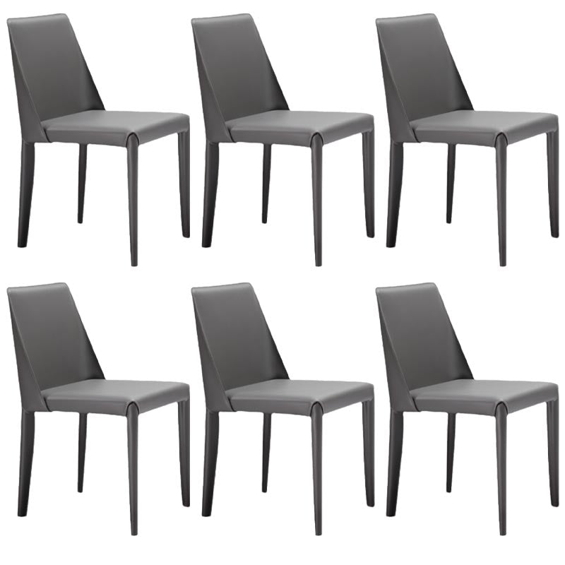 Modern Dining Chairs Armless Chairs with Metal Legs for Kitchen Dark Gray 6 Piece Set Clearhalo 'Dining Chairs' 'Dining Tables & Seating' 'dining_chair' 'furn' 'furn_dining_chair' 'Furniture' 'Kitchen & Dining Furniture' 5447669