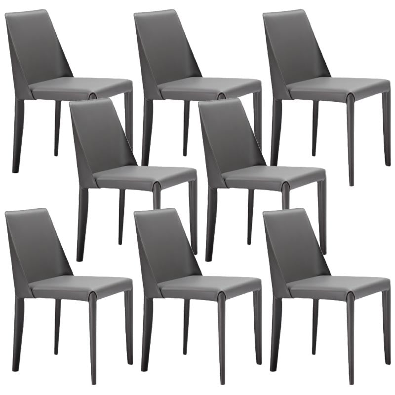 Modern Dining Chairs Armless Chairs with Metal Legs for Kitchen Dark Gray 8 Piece Set Clearhalo 'Dining Chairs' 'Dining Tables & Seating' 'dining_chair' 'furn' 'furn_dining_chair' 'Furniture' 'Kitchen & Dining Furniture' 5447671