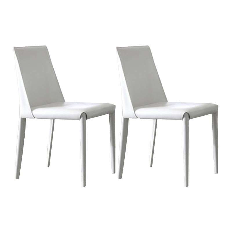 Modern Dining Chairs Armless Chairs with Metal Legs for Kitchen White 2 Piece Set Clearhalo 'Dining Chairs' 'Dining Tables & Seating' 'dining_chair' 'furn' 'furn_dining_chair' 'Furniture' 'Kitchen & Dining Furniture' 5447672