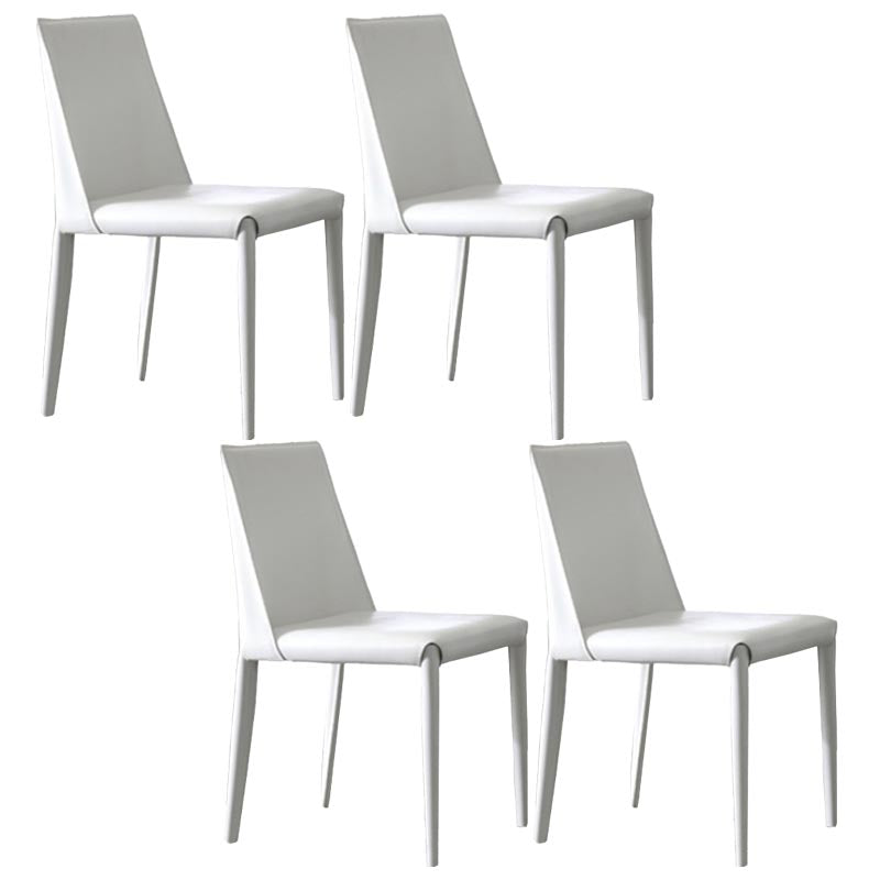 Modern Dining Chairs Armless Chairs with Metal Legs for Kitchen White 4 Piece Set Clearhalo 'Dining Chairs' 'Dining Tables & Seating' 'dining_chair' 'furn' 'furn_dining_chair' 'Furniture' 'Kitchen & Dining Furniture' 5447675