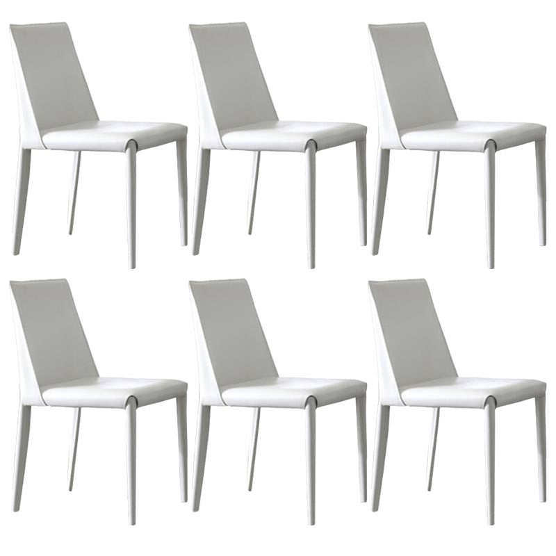 Modern Dining Chairs Armless Chairs with Metal Legs for Kitchen White 6 Piece Set Clearhalo 'Dining Chairs' 'Dining Tables & Seating' 'dining_chair' 'furn' 'furn_dining_chair' 'Furniture' 'Kitchen & Dining Furniture' 5447677