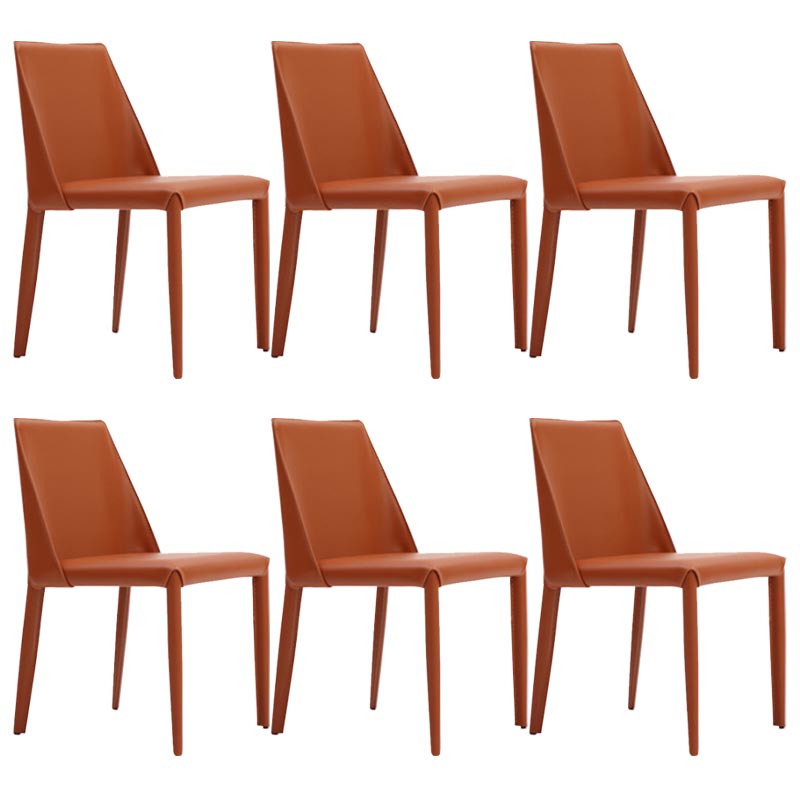 Modern Dining Chairs Armless Chairs with Metal Legs for Kitchen Orange 6 Piece Set Clearhalo 'Dining Chairs' 'Dining Tables & Seating' 'dining_chair' 'furn' 'furn_dining_chair' 'Furniture' 'Kitchen & Dining Furniture' 5447682
