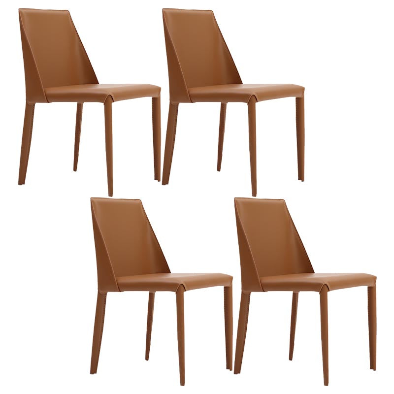 Modern Dining Chairs Armless Chairs with Metal Legs for Kitchen Light Brown 4 Piece Set Clearhalo 'Dining Chairs' 'Dining Tables & Seating' 'dining_chair' 'furn' 'furn_dining_chair' 'Furniture' 'Kitchen & Dining Furniture' 5447685