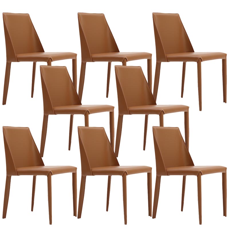 Modern Dining Chairs Armless Chairs with Metal Legs for Kitchen Light Brown 8 Piece Set Clearhalo 'Dining Chairs' 'Dining Tables & Seating' 'dining_chair' 'furn' 'furn_dining_chair' 'Furniture' 'Kitchen & Dining Furniture' 5447687