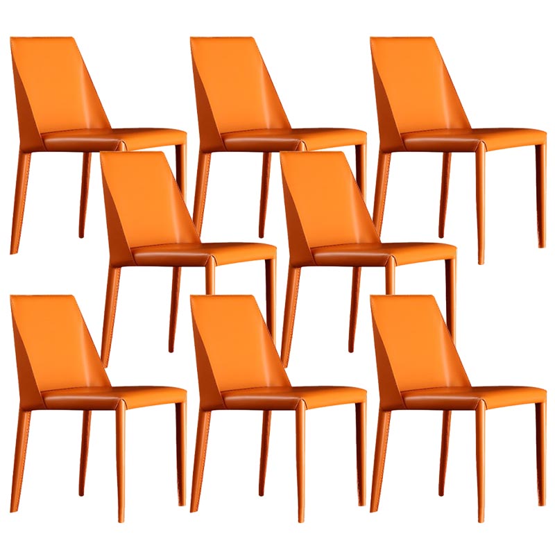 Modern Dining Chairs Armless Chairs with Metal Legs for Kitchen Orange 8 Piece Set Clearhalo 'Dining Chairs' 'Dining Tables & Seating' 'dining_chair' 'furn' 'furn_dining_chair' 'Furniture' 'Kitchen & Dining Furniture' 5447691