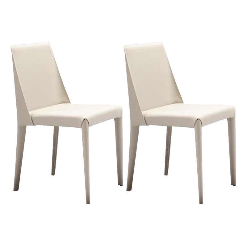 Modern Dining Chairs Armless Chairs with Metal Legs for Kitchen Off-White 2 Piece Set Clearhalo 'Dining Chairs' 'Dining Tables & Seating' 'dining_chair' 'furn' 'furn_dining_chair' 'Furniture' 'Kitchen & Dining Furniture' 5447692