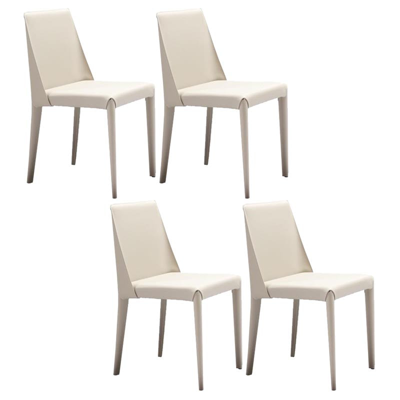 Modern Dining Chairs Armless Chairs with Metal Legs for Kitchen Off-White 4 Piece Set Clearhalo 'Dining Chairs' 'Dining Tables & Seating' 'dining_chair' 'furn' 'furn_dining_chair' 'Furniture' 'Kitchen & Dining Furniture' 5447693