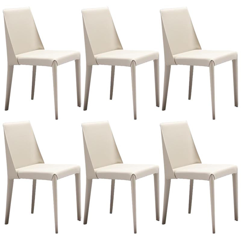 Modern Dining Chairs Armless Chairs with Metal Legs for Kitchen Off-White 6 Piece Set Clearhalo 'Dining Chairs' 'Dining Tables & Seating' 'dining_chair' 'furn' 'furn_dining_chair' 'Furniture' 'Kitchen & Dining Furniture' 5447694
