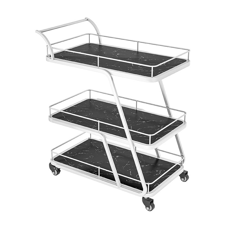 Rolling Contemporary Prep Table Metal Prep Table for Kitchen White-Black Clearhalo 'furn' 'furn_kitchen_islands_carts' 'Furniture' 'Kitchen & Dining Furniture' 'Kitchen Islands & Carts' 'kitchen_islands_carts' 5447795