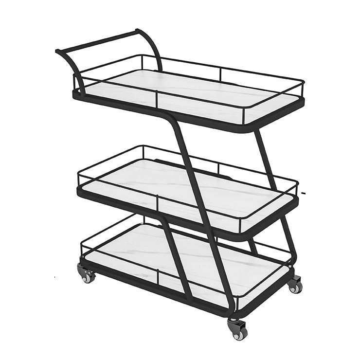 Rolling Contemporary Prep Table Metal Prep Table for Kitchen Black White Clearhalo 'furn' 'furn_kitchen_islands_carts' 'Furniture' 'Kitchen & Dining Furniture' 'Kitchen Islands & Carts' 'kitchen_islands_carts' 5447796