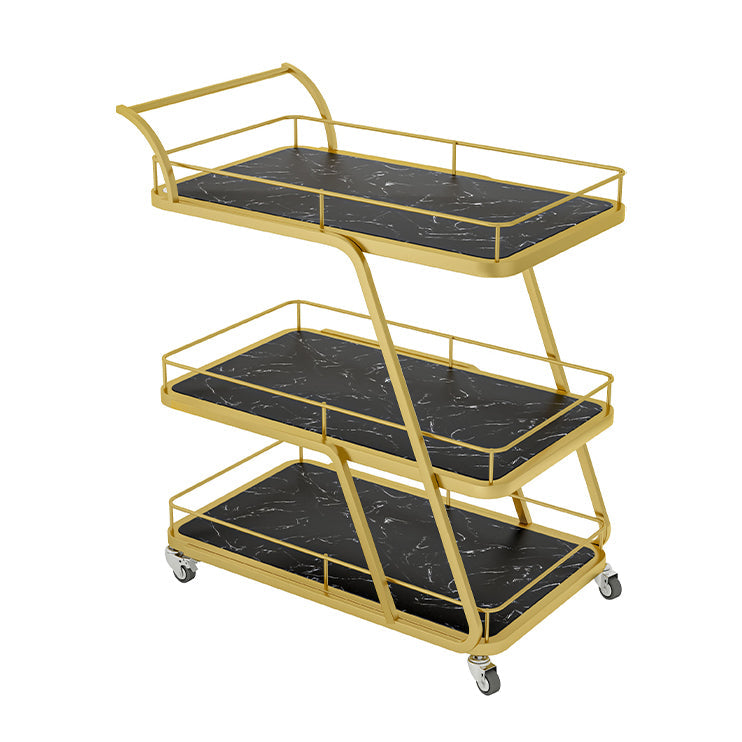 Rolling Contemporary Prep Table Metal Prep Table for Kitchen Gold-Black Clearhalo 'furn' 'furn_kitchen_islands_carts' 'Furniture' 'Kitchen & Dining Furniture' 'Kitchen Islands & Carts' 'kitchen_islands_carts' 5447798