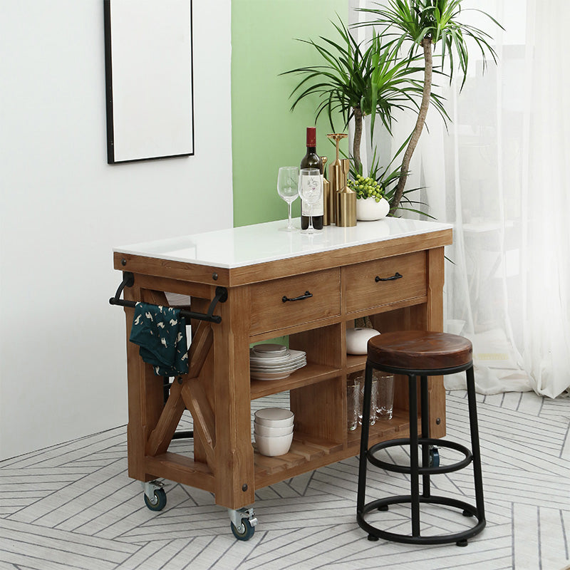 Industrial Stationary Kitchen Cart Wood Rectangular Kitchen Island Cart Clearhalo 'furn' 'furn_kitchen_islands_carts' 'Furniture' 'Kitchen & Dining Furniture' 'Kitchen Islands & Carts' 'kitchen_islands_carts' 5447829