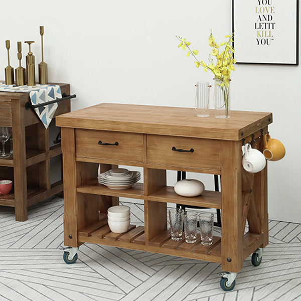 Industrial Stationary Kitchen Cart Wood Rectangular Kitchen Island Cart Clearhalo 'furn' 'furn_kitchen_islands_carts' 'Furniture' 'Kitchen & Dining Furniture' 'Kitchen Islands & Carts' 'kitchen_islands_carts' 5447841