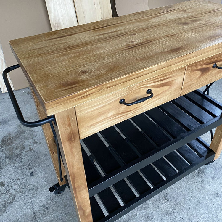 Industrial Rolling Kitchen Cart Wood Rectangular Kitchen Island Cart Clearhalo 'furn' 'furn_kitchen_islands_carts' 'Furniture' 'Kitchen & Dining Furniture' 'Kitchen Islands & Carts' 'kitchen_islands_carts' 5447868