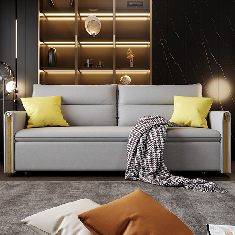 Canapé canapé de lit contemporain résistant aux taches en cuir en cuir en gris