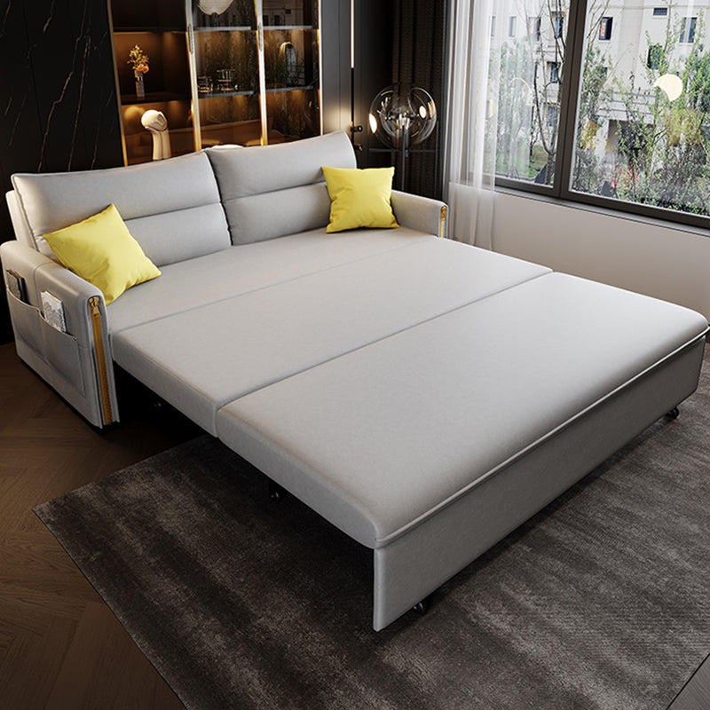 Canapé canapé de lit contemporain résistant aux taches en cuir en cuir en gris