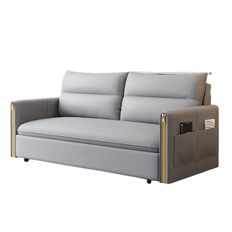 Canapé canapé de lit contemporain résistant aux taches en cuir en cuir en gris