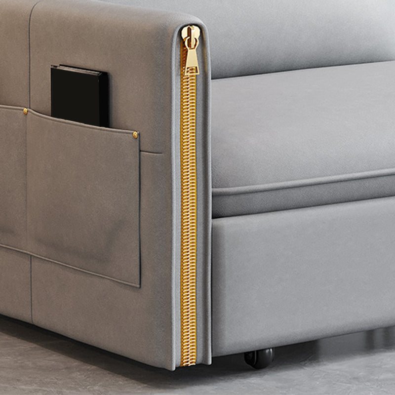 Canapé canapé de lit contemporain résistant aux taches en cuir en cuir en gris