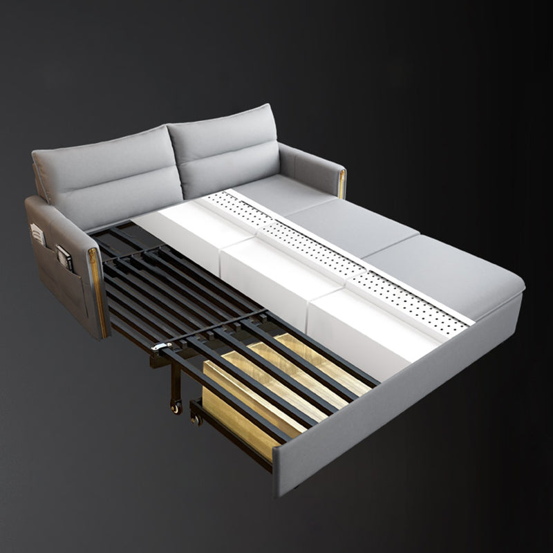 Canapé canapé de lit contemporain résistant aux taches en cuir en cuir en gris