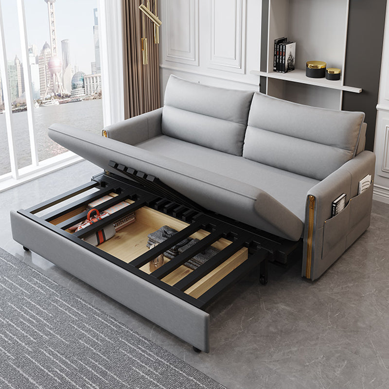 Canapé canapé de lit contemporain résistant aux taches en cuir en cuir en gris