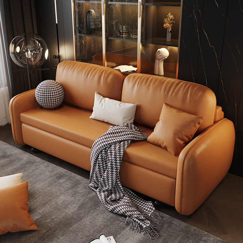 Stain Resistant Faux Leather Contemporary Square Arm Bed Sofa Couch Storage Included Clearhalo 'furn' 'furn_sofas' 'Furniture' 'Living Room Furniture' 'Sofa' 'sofas' 5450855