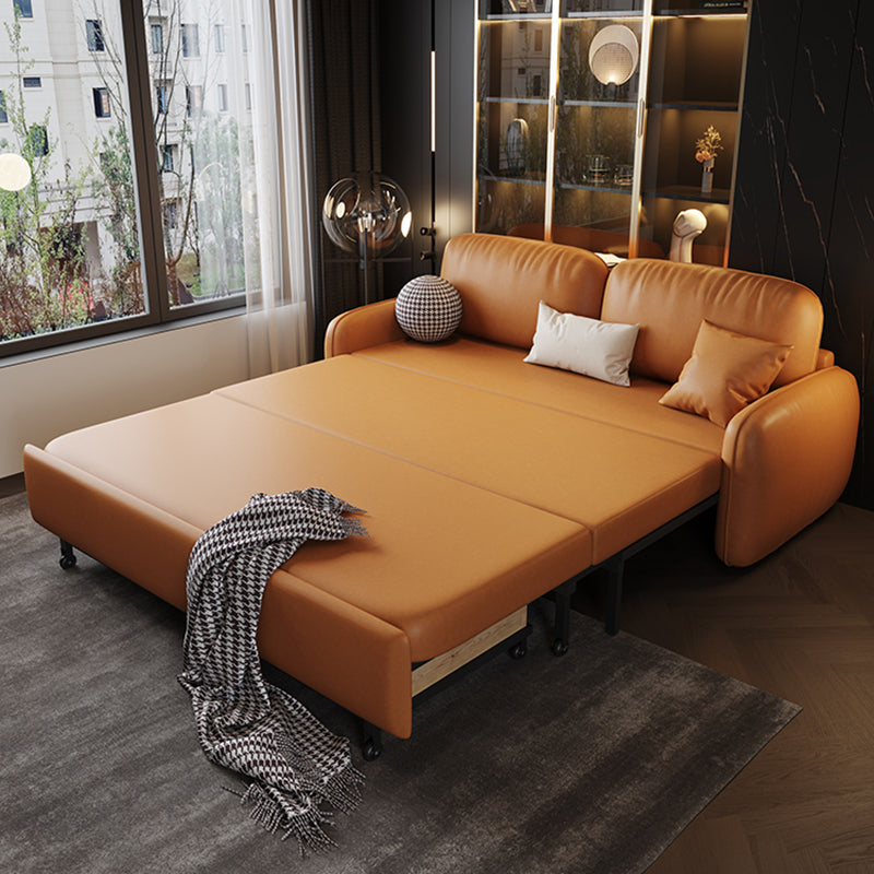 Stain Resistant Faux Leather Contemporary Square Arm Bed Sofa Couch Clearhalo 'furn' 'furn_sofas' 'Furniture' 'Living Room Furniture' 'Sofa' 'sofas' 5450856