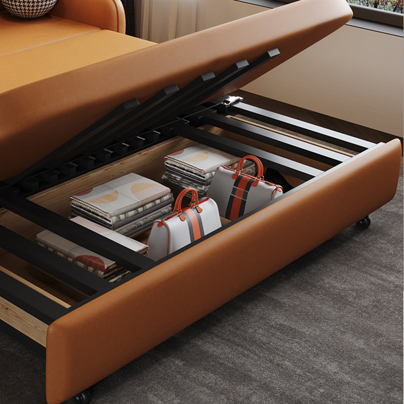 Stain Resistant Faux Leather Contemporary Square Arm Bed Sofa Couch Clearhalo 'furn' 'furn_sofas' 'Furniture' 'Living Room Furniture' 'Sofa' 'sofas' 5450860