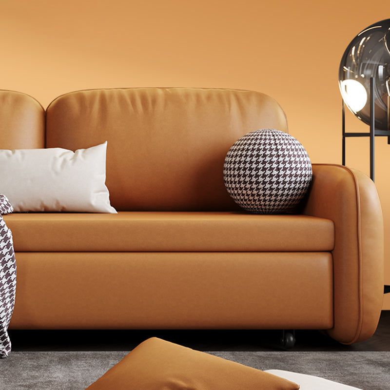 Stain Resistant Faux Leather Contemporary Square Arm Bed Sofa Couch Clearhalo 'furn' 'furn_sofas' 'Furniture' 'Living Room Furniture' 'Sofa' 'sofas' 5450861