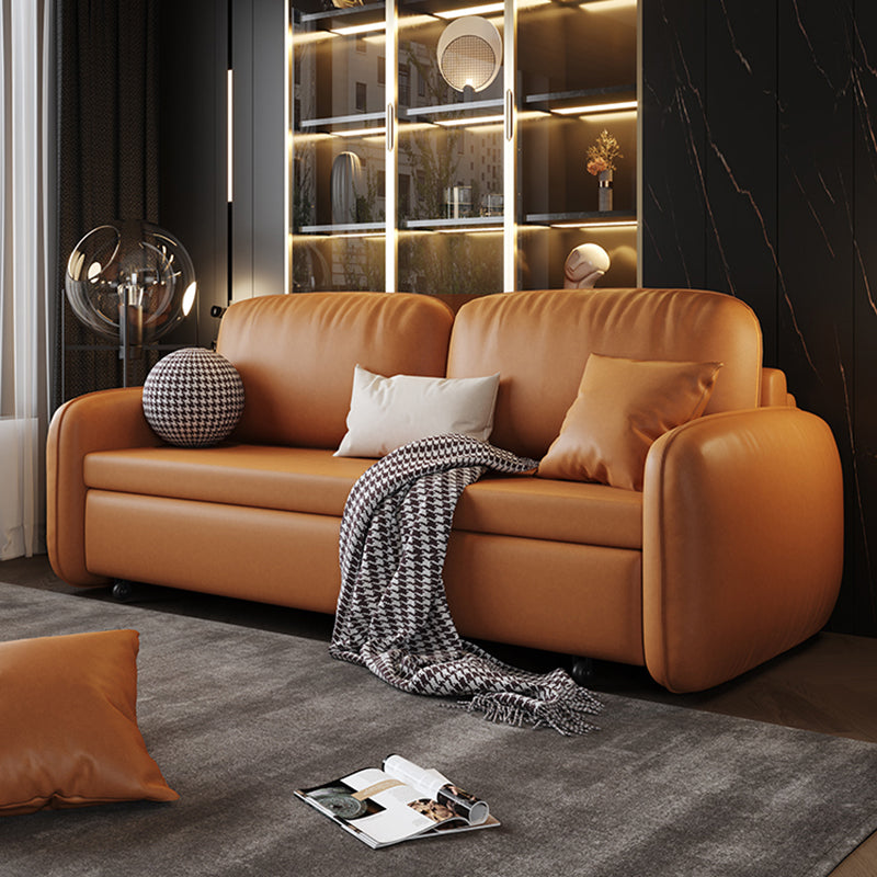 Stain Resistant Faux Leather Contemporary Square Arm Bed Sofa Couch 59"L x 37.5"W x 27.5"H Storage Included Clearhalo 'furn' 'furn_sofas' 'Furniture' 'Living Room Furniture' 'Sofa' 'sofas' 5450864