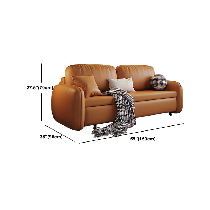 Stain Resistant Faux Leather Contemporary Square Arm Bed Sofa Couch Clearhalo 'furn' 'furn_sofas' 'Furniture' 'Living Room Furniture' 'Sofa' 'sofas' 5450867