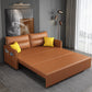 Convertible Contemporary Square Arm Faux Leather Bed Sofa Couch