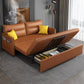 Convertible Contemporary Square Arm Faux Leather Bed Sofa Couch