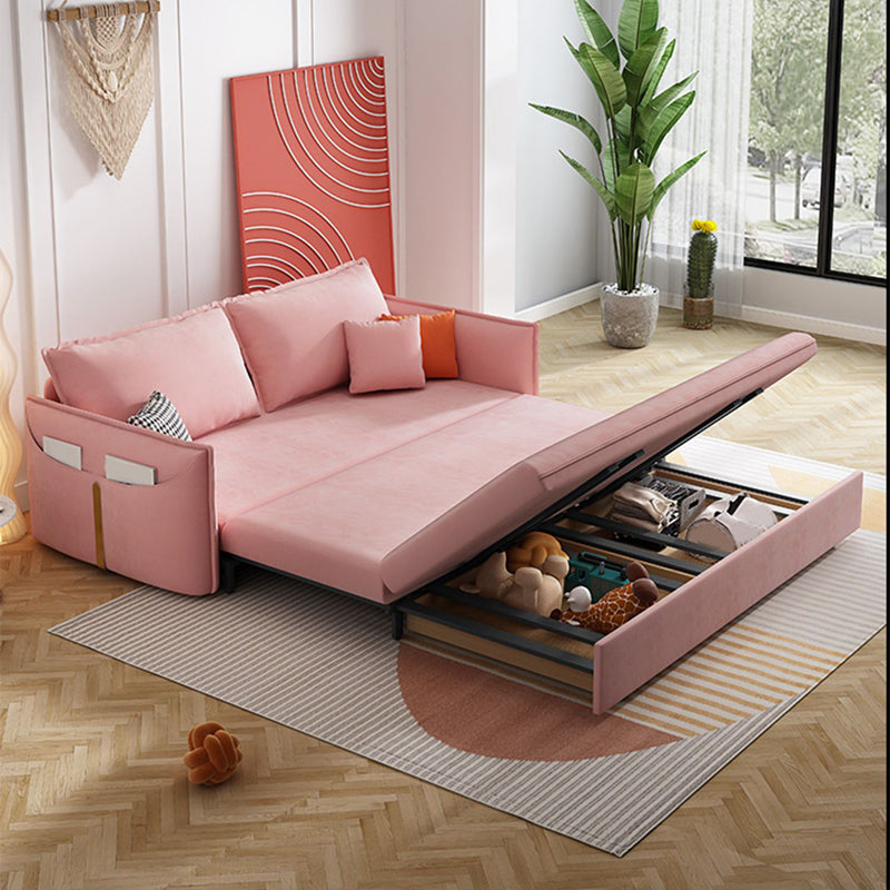 Cama de sofá contemporánea resistente a las manchas de cuero sintética con 2 almohadas