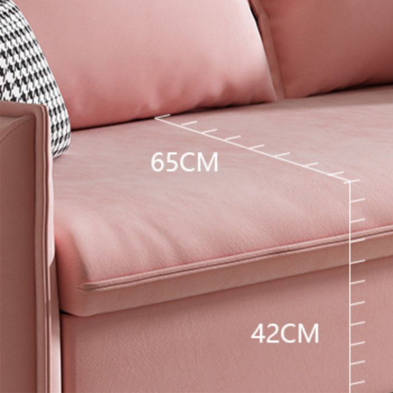 Cama de sofá contemporánea resistente a las manchas de cuero sintética con 2 almohadas