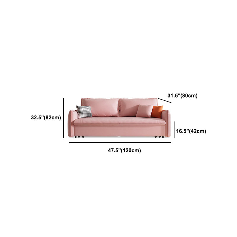 Cama de sofá contemporánea resistente a las manchas de cuero sintética con 2 almohadas