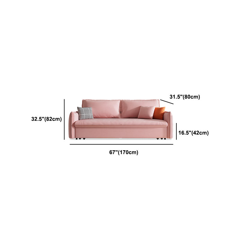 Cama de sofá contemporánea resistente a las manchas de cuero sintética con 2 almohadas