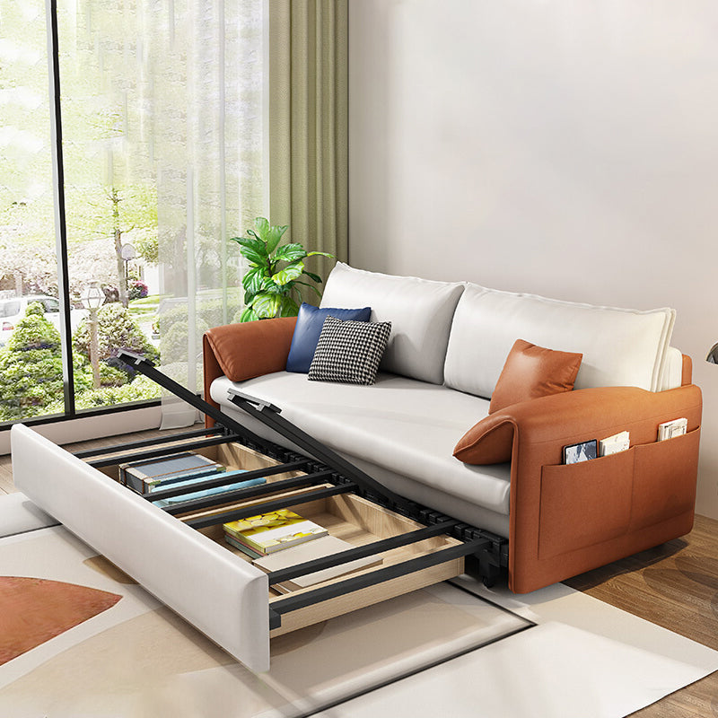 Pillow Top Arm Contemporary Convertible Couch Bed with 2 Pillows