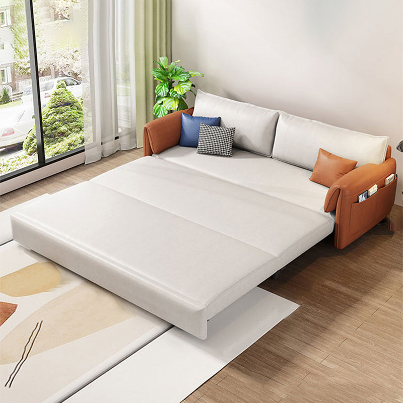 Pillow Top Arm Contemporary Convertible Couch Bed with 2 Pillows